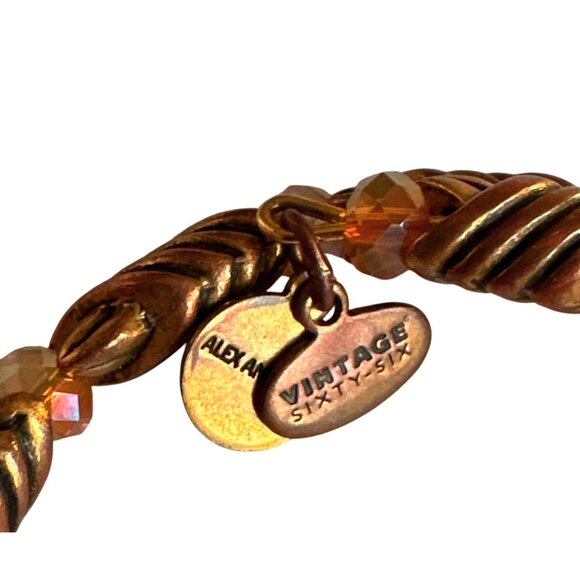 Alex And Ani Vintage 66 Sixty Six Beaded Coil Bracelet Energy Tech Gold Tone - Picture 4 of 8